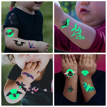 Nepremočljiva Začasno Svetlobna Tattoo Nalepke Potenje Zelena 3D Nalepka za Enkratno uporabo za noč Čarovnic Bat Svetlobna Tattoo Nalepka