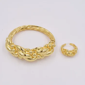 NEW Visoke Kakovosti Ltaly 750 Zlato barvo Nakit Set Za Ženske afriške kroglice modno Zapestnico, Prstan nakit