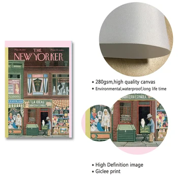 New Yorker Revije Platno Natisne Retro Plakatov in Fotografij Letnik skupinski paket Wall Art Slik, Dnevna Soba Dekoracijo Plakat