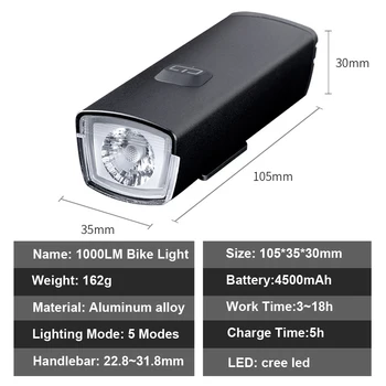 NEWBOLER Kolo Svetlobe, 1000 Lumni Kolo LED Smerniki USB Polnilna Svetilka Nepremočljiva Krmilo MTB Cestno Vrhunec