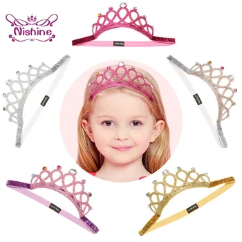 Nishine Sije Krono Elastična Princesa Hairband DIY Malčka Fazi Kostum Dekoracijo Glavo Baby Pokrivala Fotografija Rekviziti