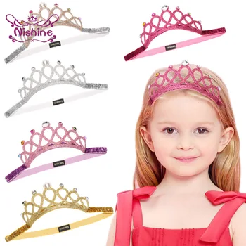 Nishine Sije Krono Elastična Princesa Hairband DIY Malčka Fazi Kostum Dekoracijo Glavo Baby Pokrivala Fotografija Rekviziti