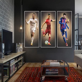 Nogometne Zvezde, Messi in Ronaldo Moderna Dnevna Soba Dekoracijo Doma Zidana(Brez Okvirja)