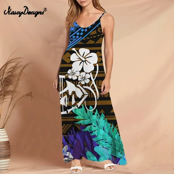 Noisydesigns Plus Velikost 4XL Ženske Dolga Obleka Priložnostne brez Rokavov Off Ramenski Hawaiian Samoan Polinezijski Plemenskih Tiskanja Vroče Dropship