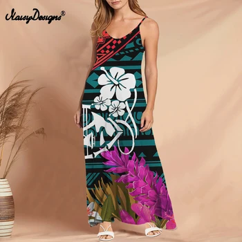 Noisydesigns Plus Velikost 4XL Ženske Dolga Obleka Priložnostne brez Rokavov Off Ramenski Hawaiian Samoan Polinezijski Plemenskih Tiskanja Vroče Dropship