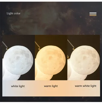 Nordijska 3D Tiskanih Luna Lampshade Lestenec LED Viseče Luči Dom Dekor, ki Živijo Jedilnico otroški Sobi in Spalnica Pohištvo Lučka