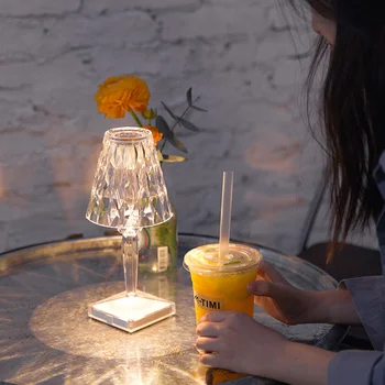 Nordijska Kristalno Bar Tabela Light Touch Senzor LED Svetilko ob Postelji Sodobne Ustvarjalne Akril Vzdušje Tabela Luč Za Restavraciji Cafe