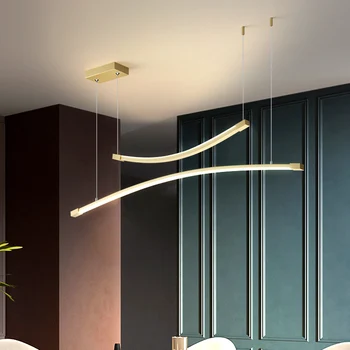 Nordijska lestenec, zlata/črna sodobno minimalistično LED trak bar ustvarjalne osebnosti umetnosti svetlobno razkošje desk minimalističen obesek svetlobe