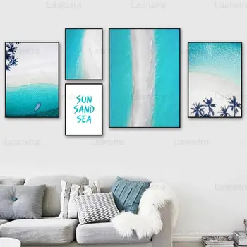 Nordijska Plakati Modro Morje, Plaža Seascape Platno Natisne Slikarstvo Stenski Dekor Slike Moderne Stenske Umetnosti Za Dnevno Sobo Postelji Dekor