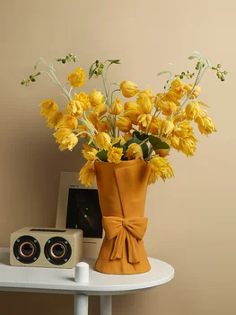 Nordijska Ustvarjalne Bowknot Keramične Vaze Dekoracijo Cvet Vazo Dnevna Soba Cvetlični Aranžma Doma Vhod Vina Kabineta, Dekoracijo