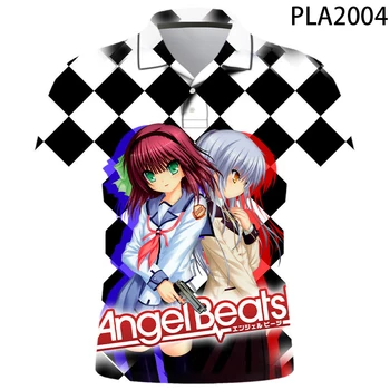 Nov Angel Beats Polo Majice 3D Tiskanja Moških Kratek Rokav Priložnostne Moške Majice polo Vrhovi Oblačila Ulične Risank Anime polo Majica
