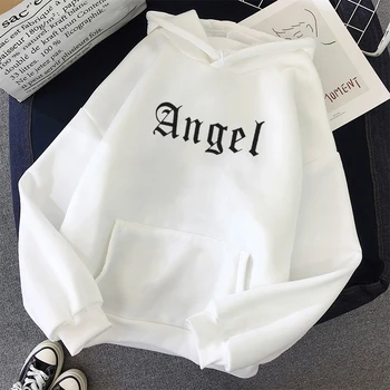Nov angel Pismo Majica Harajuku Kawaii srčkan hoodie ženske kpop zimska oblačila femme vrh estetske prevelik hoodies prijatelji