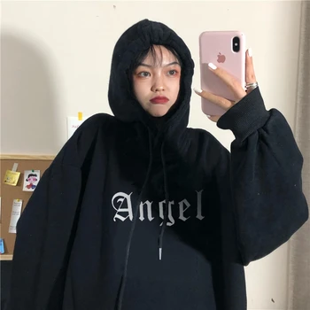 Nov angel Pismo Majica Harajuku Kawaii srčkan hoodie ženske kpop zimska oblačila femme vrh estetske prevelik hoodies prijatelji
