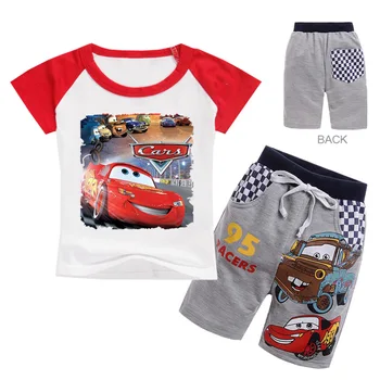 Nov Poletni Baby Boy Oblačila Risanka Pixar Cars Strela McQueen, Tiskanje Fant Dekle Otrok Vrh Tee Kratek Rokav T ShirtShort Set