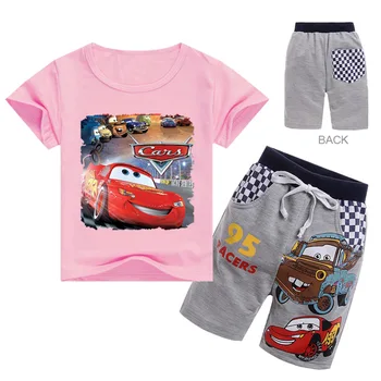 Nov Poletni Baby Boy Oblačila Risanka Pixar Cars Strela McQueen, Tiskanje Fant Dekle Otrok Vrh Tee Kratek Rokav T ShirtShort Set