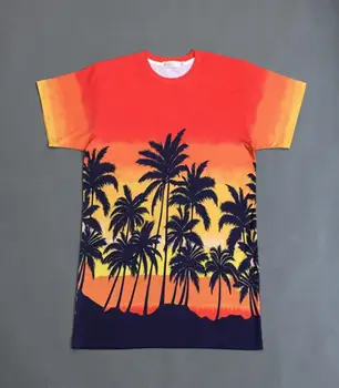 Nov poletni Svoboden Hawaiian Kokosovo Oranžna Krog Vratu T-shirt