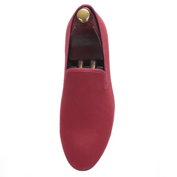 Nov prihod rdeče in modre barve moški platneni čevlji Britanski stil moških priložnostno kajenje copate Stranka in Banket moški loafers