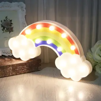 Nova 3D Mavrica Modeliranje LED Noč Svetlobe Dekorativna Spalnica Svetilko, Baterijski pogon za Dekleta Otroke, Otroška Soba indikatorska Lučka NE