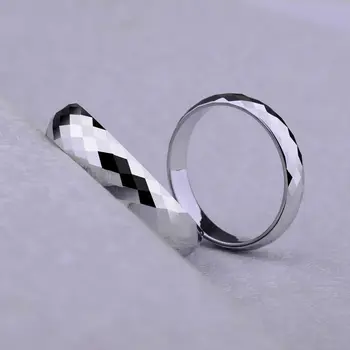 Nova Moda Belo Volfram Poročni prstan Bleščečo Srebrno Večplastni Dome Band 3,5 mm/5 mm Velikost 4-13 Brezplačna Dostava