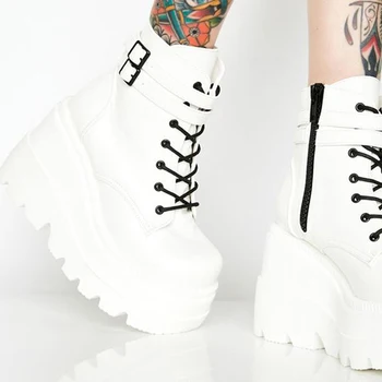 Nova Moda Evropski Stil Črni Škornji Stanovanj Krog Toe Črne Čipke-up Čevlji Ženska Platformo Lakastega Usnja Čevlji