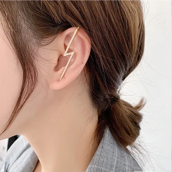 Nova Moda Zlato Barvo Dolgo Kljuke Uhani Za Ženske Strele CZ Cirkon Kristalno Stud Uhani Plezalec Ear Piercing Nakit 2021