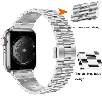 Nova Različica Correa za Apple ura Se 6 Band 44 mm 40 mm Serije 5 4 za Iwatch 3 42mm 38 mm Trak Razkošje iz Nerjavečega Jekla Watchband