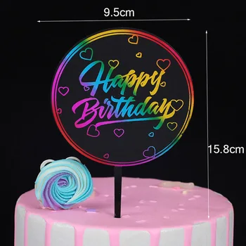 Nove Barvne Tiskanje Happy Birthday Cake Pokrivalo Zlati Akril Pokrivalo Dekoracija za otroško Rojstnodnevno zabavo Sladica, Pecilni Dobave