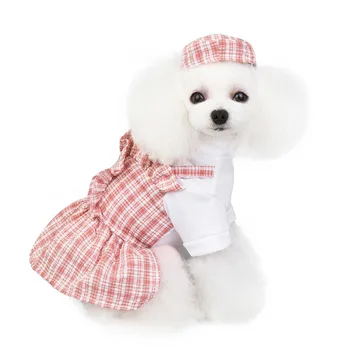 Nove Hišne Oblačil Za Pomlad In Poletje Tanke Modeli Srčkan Hišne Kariran Obleko, Majhne, Srednje Velikih Pet Teddy Chihuahua Obleke Za Majhne Pse