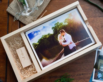 Nove lesene foto album polje (Tiskanje 5*7-palčni) USB 3.0 flash pendrive DIY vgraviran LOGOTIP poroko pomnilnik fotografija studio