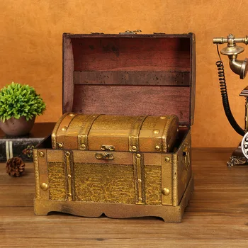 Nove lesene zlati zaklad polje starinsko leseno škatlo streljanje rekviziti zunanje trgovine pirate box darilo dekoracijo polje