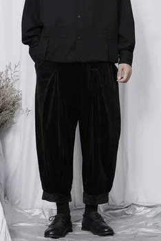 Nove Moške Yamamoto, temno veter dolge hlače, moške četrtine dolžine hlače, žamet, toplo, ohlapna Haren hlačke