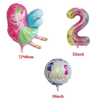 Nove Pravljice Balon 32 Palčni Mavrica Številko Folija balon Nastavite Dekleta Happy Birthday Party Dekoracijo Otroci Igrače Otroška Kažejo
