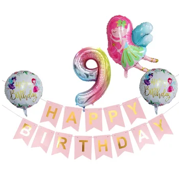 Nove Pravljice Balon 32 Palčni Mavrica Številko Folija balon Nastavite Dekleta Happy Birthday Party Dekoracijo Otroci Igrače Otroška Kažejo