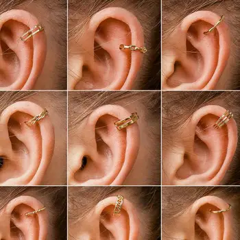 Nove Uhane Geometrijske Kovinske Verige Twist Posnetek Uhani Za Ženske Earing Brez Luknjo Ponaredek Uhan Uho Posnetek Earings Kolczyki Darilo