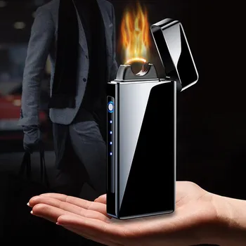 Nove Ustvarjalne Loka plamen USB Lažji USB, polnjenje Cigaretni vžigalnik Windproof Cigar lažji Nove Plazme Elektronski vžigalnik Darilo