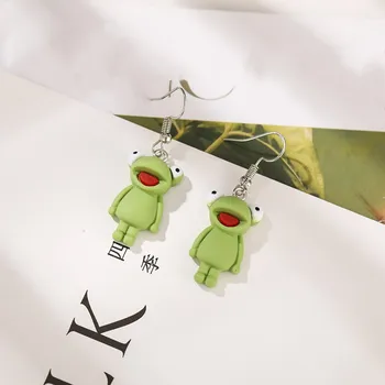 Nove Ustvarjalne Zelena Žaba Obesek, Uhani za Ženske Srčkan Žaba Živali Uhani Visijo Otrok Smešno Modni Nakit