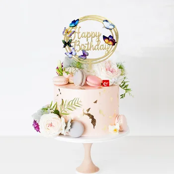 Nove Vrtnice Cvetovi Happy Birthday Akril Torto Pokrivalo Zlati Rojstni Dan Torta Pokrivalo Za Rojstni Dan Poročna Torta Dekoracijo