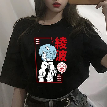NOVE Ženske majice Ayanami Rei Ikari Shinji Asuka Langley Soryu Anime Grafika, Tiskanje Poletne Ulične Ulzzang Harajuku T-Shirt 2