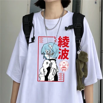 NOVE Ženske majice Ayanami Rei Ikari Shinji Asuka Langley Soryu Anime Grafika, Tiskanje Poletne Ulične Ulzzang Harajuku T-Shirt 2