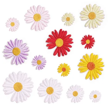 Novi Cvet Vezenje Obliži Krpo Nalepke Risanka Malo Daisy Krpo Nalepke List Knjiga DIY Dodatki po Meri Železa na Obliž