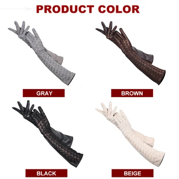 NOVI Modni Dodatki dolge usnjene rokavice ovčje kože dolge čipke rokavice Banket ženske usnjene rokavice Štiri barvne možnosti-2017