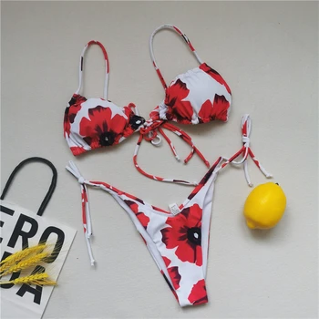 Novi Seksi Vrvico Shirred Kopalke Ženske Barva Kopalke Strappy Plažo S-XL Dekle Backless kopalke Bikini Komplet
