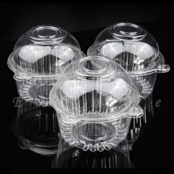 NOVIH 100 kozarcev prozorne Plastike Eno Cupcake Torto Primeru Muffin Dome Imetnik Polje Posodo