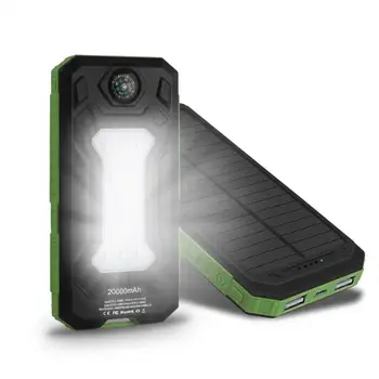 Novo 20000 MAH Zunanja Razsvetljava Nepremočljiva Prenosne Mobilne Solarne Svetilke Polnilnik z Dvojno podatkovnega kabla USB je Baterija Power Bank Primeru Kit Ni Baterija