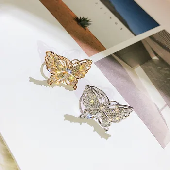 Novo 2021 modni nakit odpiranje visoko-kakovostni razred baker vdelan cirkon metulj obroč luksuzni sijoče cocktail party obroči za ženske