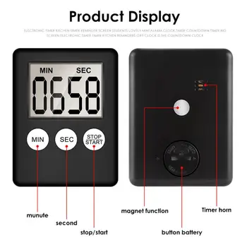 Novo 8Colors Super Tanek Digitalni LCD Zaslon Kuhinjski Timer Kvadratnih Kuhanje Count Up Tuš Učenje Odštevanje Alarm Magnetni Ura