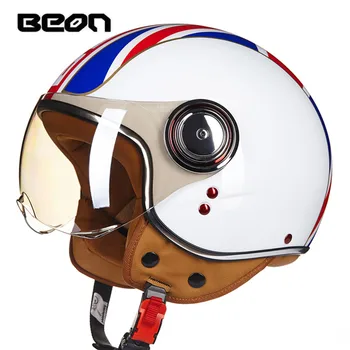 Novo BEON motoristična čelada Letnik skuter open face čelado Retro E-kolo čelada ECE odobren Italija zastavo moto casco