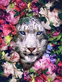 Novo DIY Barvanje Z Številkami Cvetje tiger, lev fox živali HandPainted Oljna slika, Risba Na Platno Edinstveno Darilo Doma Dekoracijo