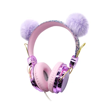 Novo Mačje Uho Slušalke šumov, Slušalke, Dekleta, Otroci Slušalke 3.5 mm Žično Slušalko Z Mikrofonom Otrok Slušalke