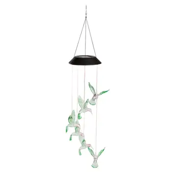 Novo Mrmranje Ptica LED Sončne Svetlobe Romantično Windbell Wind Chime Niz Svetilka Obesek Barva Spreminja, za Vrt, Teraso, Dvorišče Dekor